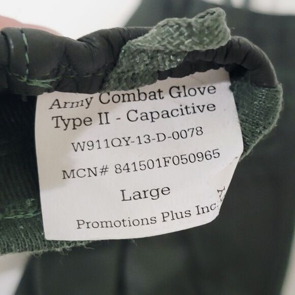 Army Combat Gloves Type 2 Capacitive Mens Sz Large Green Leather Promotions Plus - Picture 5 of 5